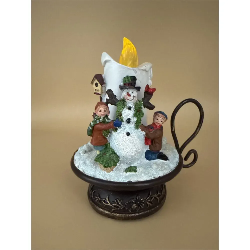 Christmas Decor Flickering Candle Stick KidBuilding Snowman Musical Plays Songs